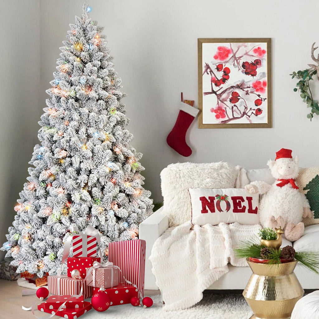 5FT Flocked Christmas Tree with 300 Colorful Lights
