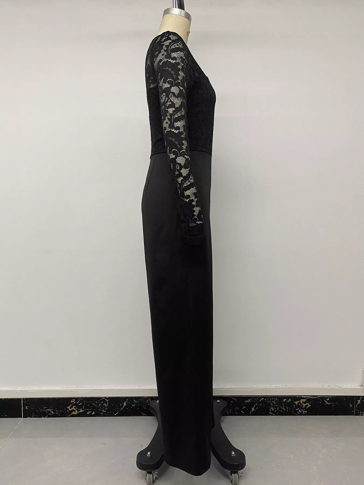 Lace Long Sleeve Wide-Leg Jumpsuit