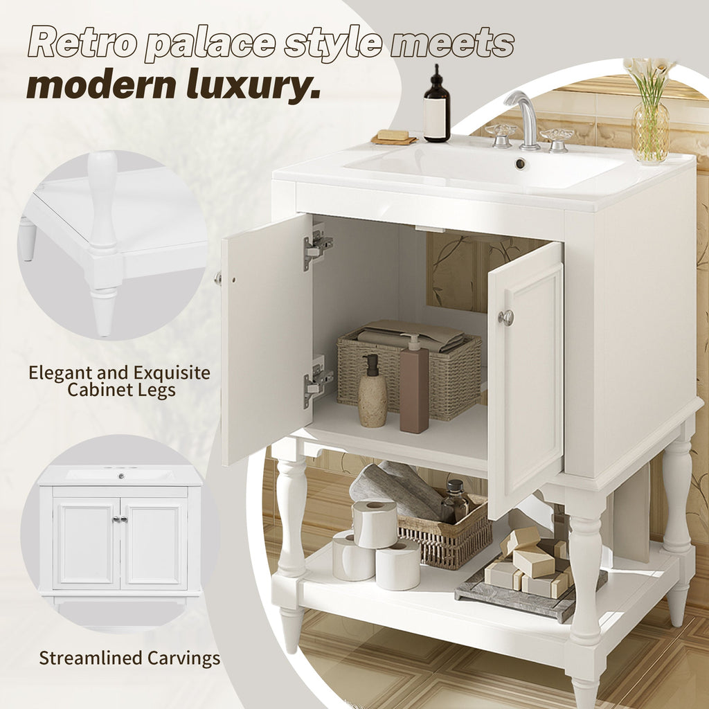 24 Inch Modern Luxury Bathroom Vanity with Ceramic Sink