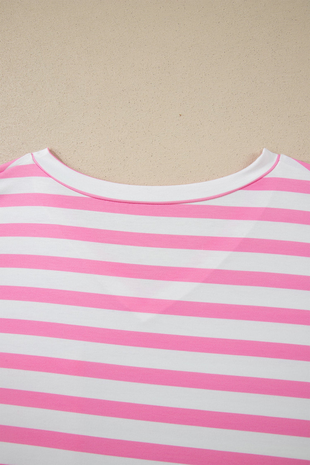 Pink Stripe Colorblock Patched Pocket V Neck Plus Size Tee