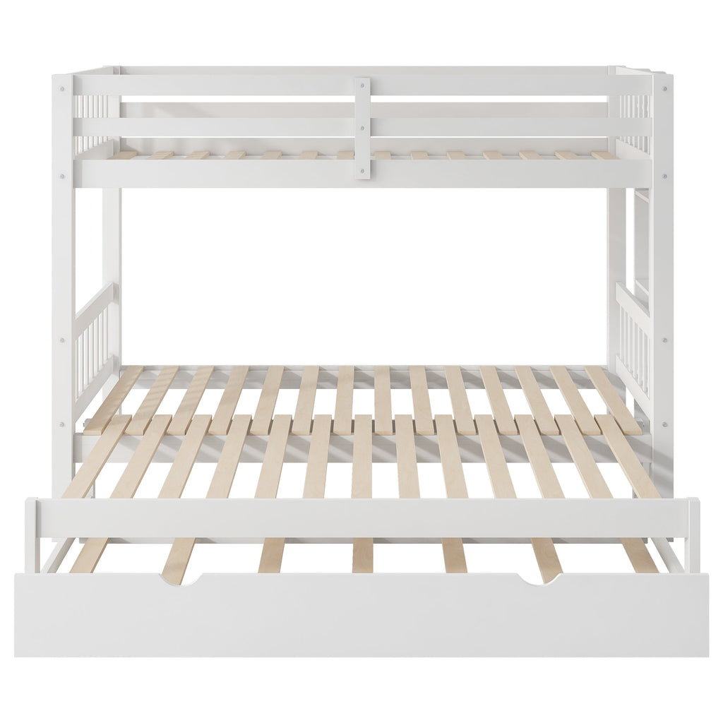 Twin Over Pull-Out Bunk Bed with Trundle, White