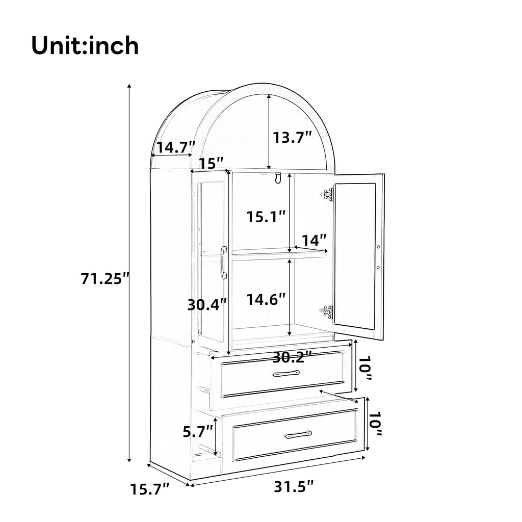 Modern Minimalist Arched Top Storage Cabinet