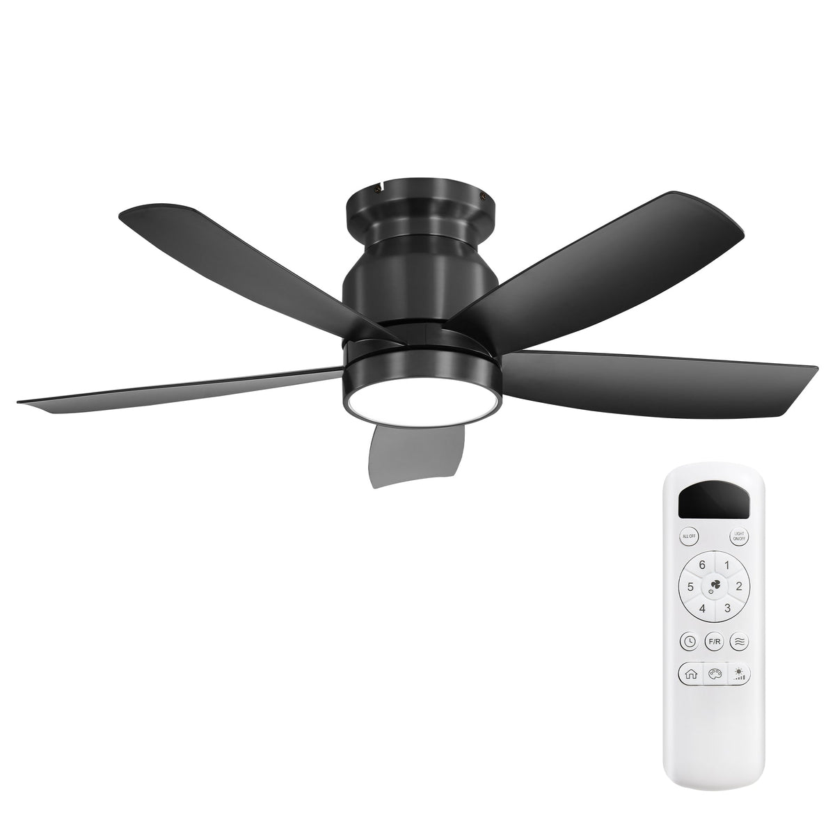 42 Inch Flush Mount Ceiling Fan with LED Light 22W and Remote Control