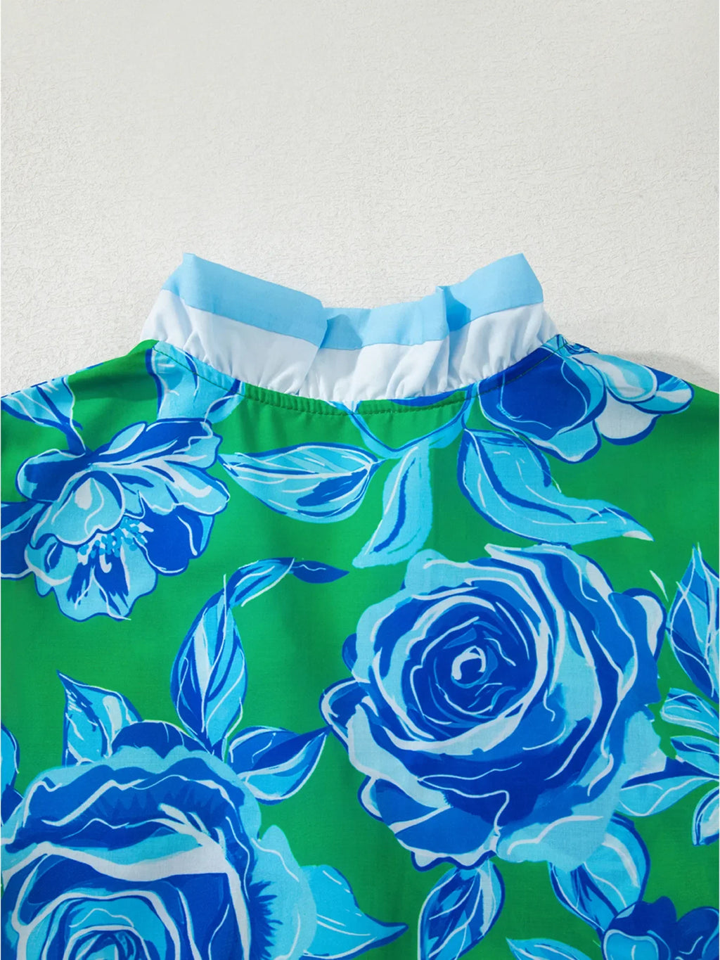Floral Frilled V Neck Short Sleeve Blouse