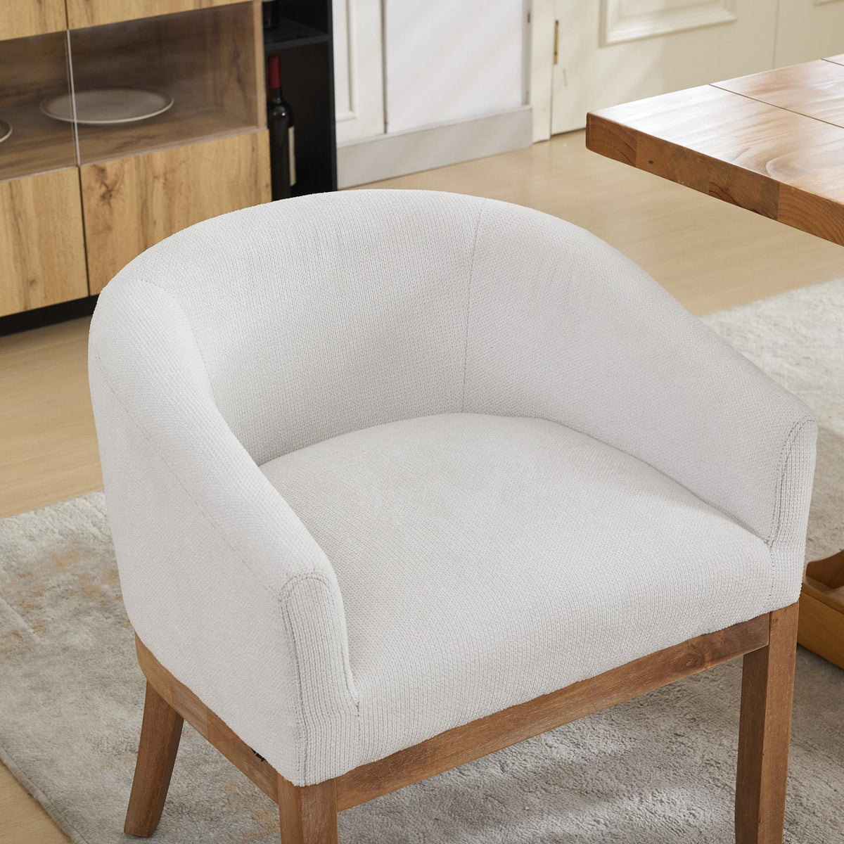 Mid Century Modern Upholstered Barrel Dining Chairs