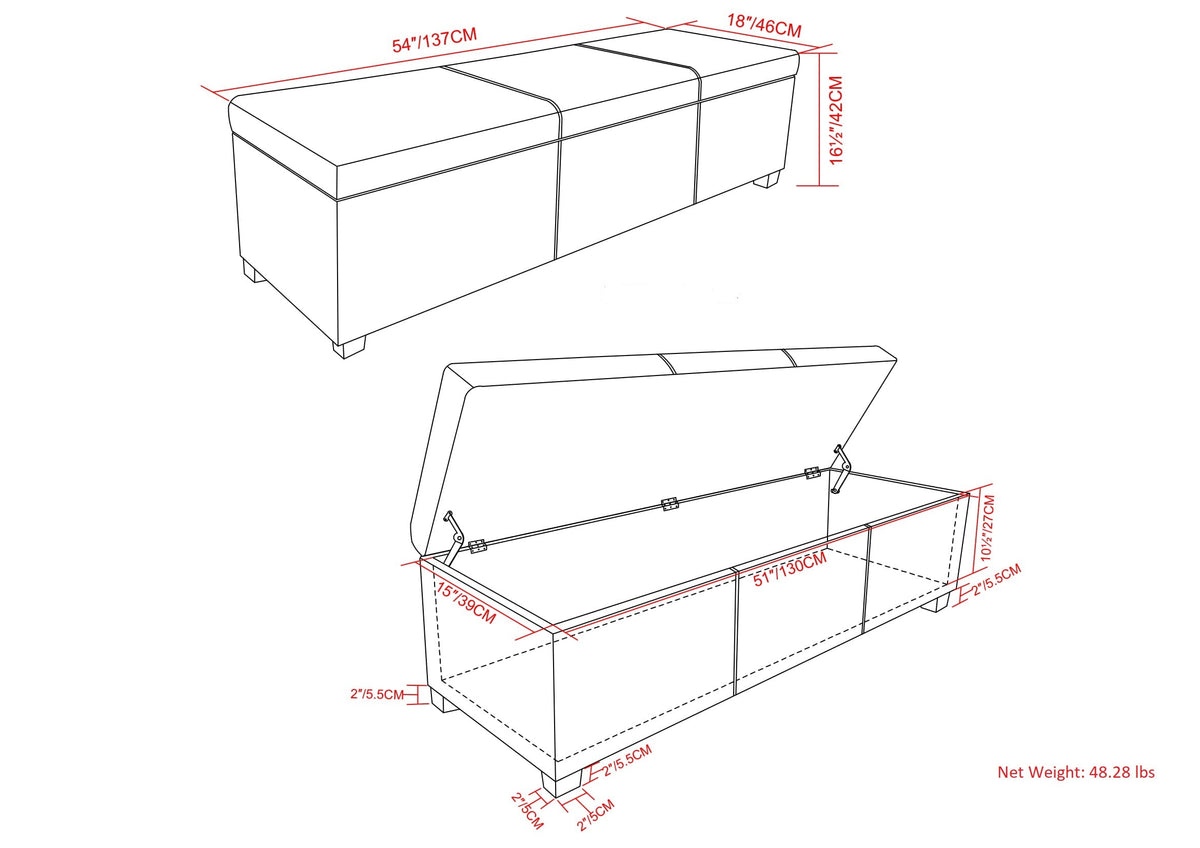 Avalon Extra Large Storage Ottoman Bench - Fawn