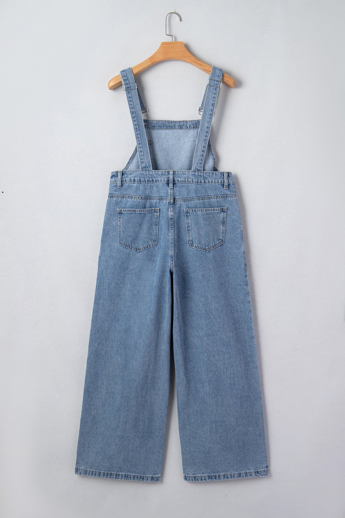 Pleated Wide Leg Pocketed Denim Jumpsuit