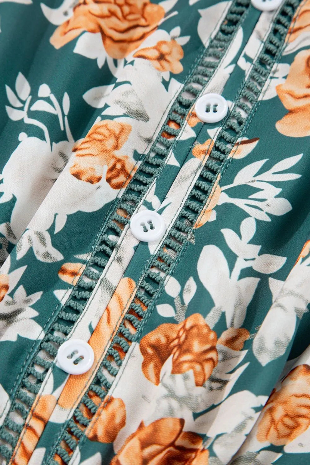 Floral Print Trimmed V Neck Tie Waist Sleeveless Dress