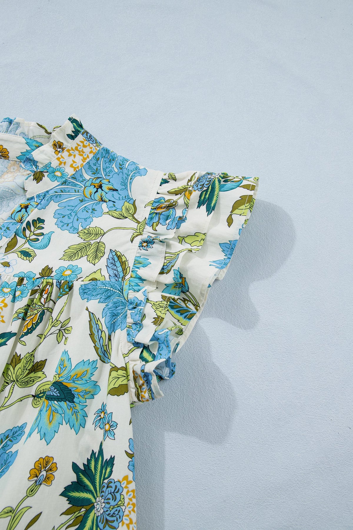 Floral Ruffle Short Sleeve V-Neck Mini Dress