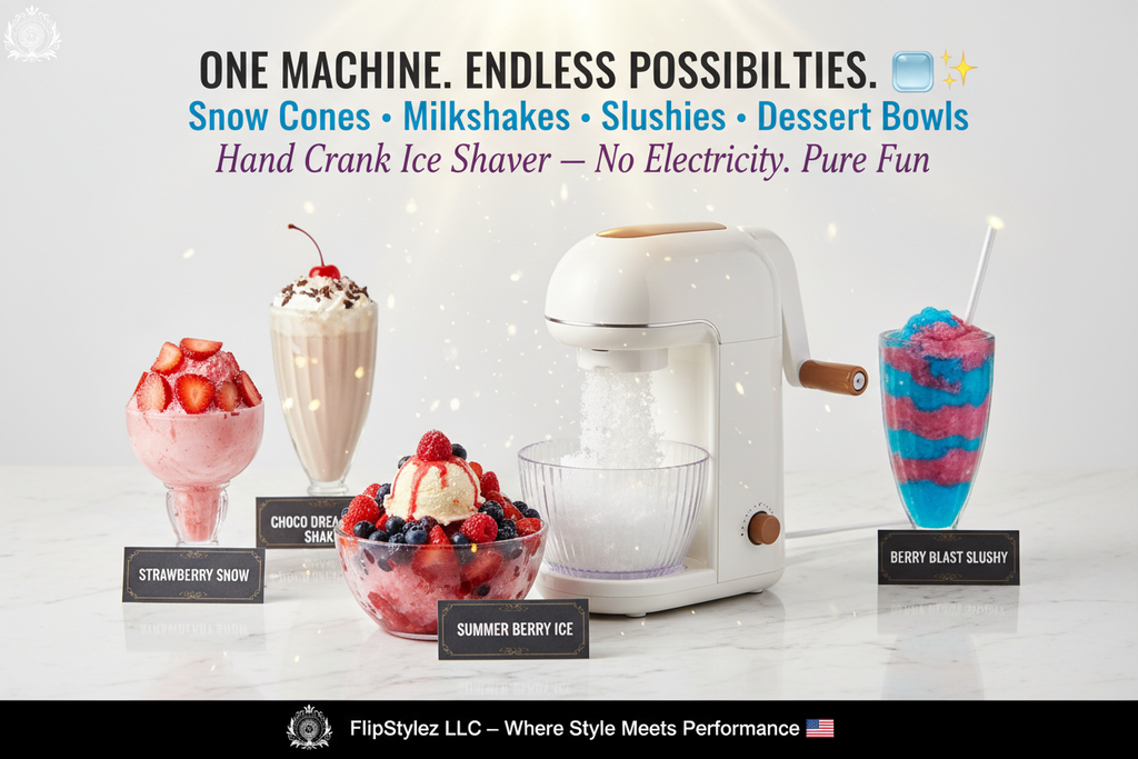 Mini Hand Crank Shaved Ice Machine & Milkshake Maker | Large-Capacity Stainless Steel Ice Crusher | Portable Kitchen Tool for Home & Outdoor