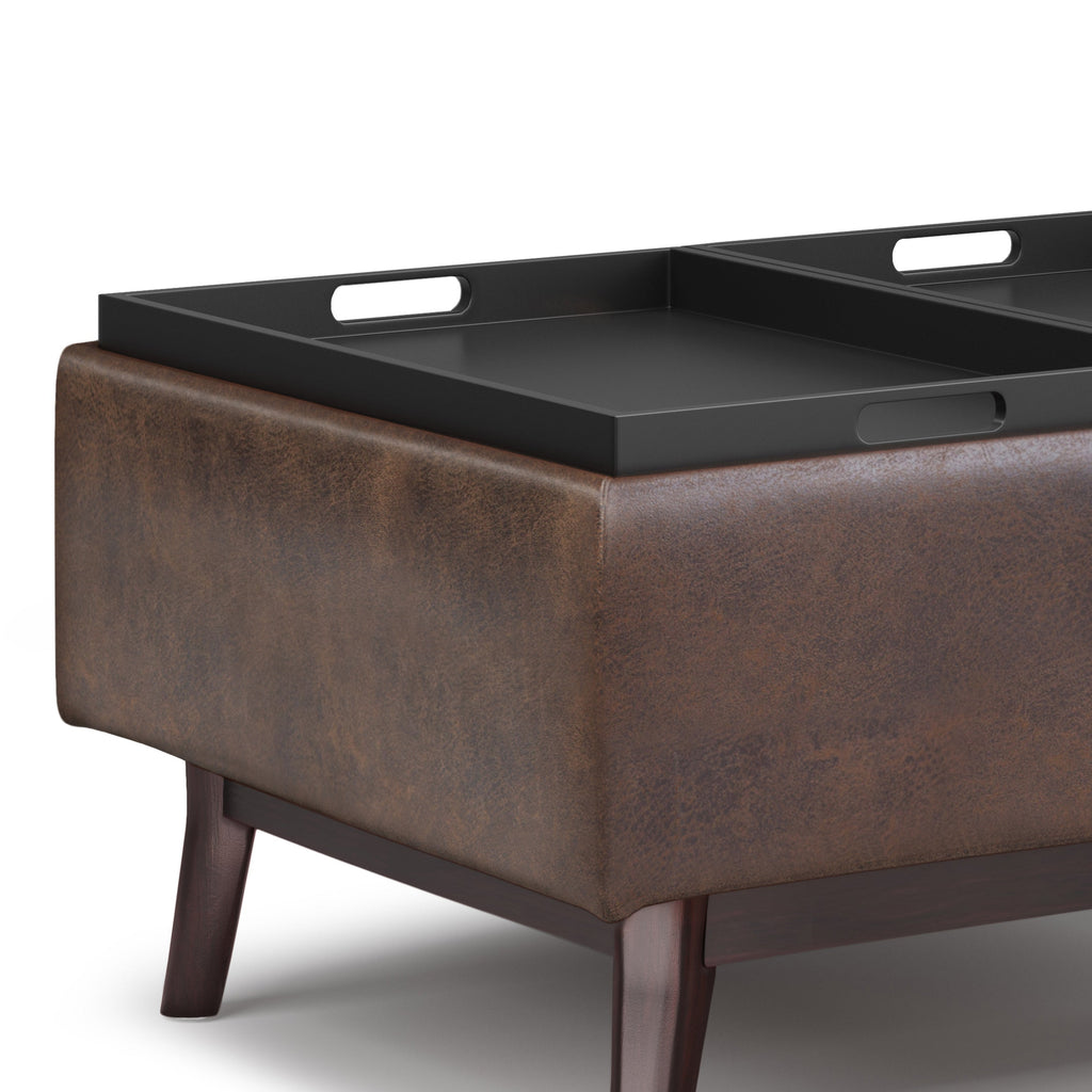 Owen 34-Inch Wide Tray Top Small Coffee Table Storage Ottoman