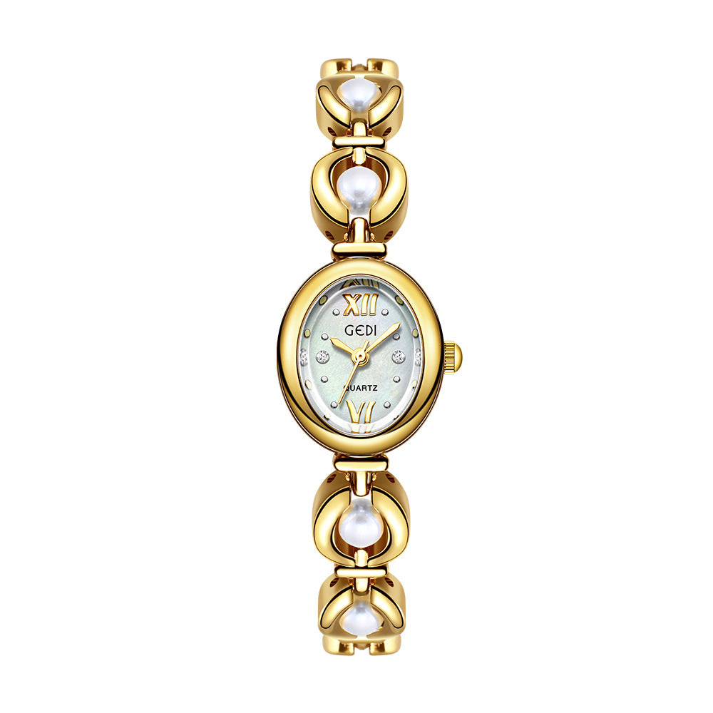 Gedi National Style Emerald Good-looking Bracelet Watch Niche High-grade Light Luxury Shell Pearls Exquisite Women's Quartz Watch