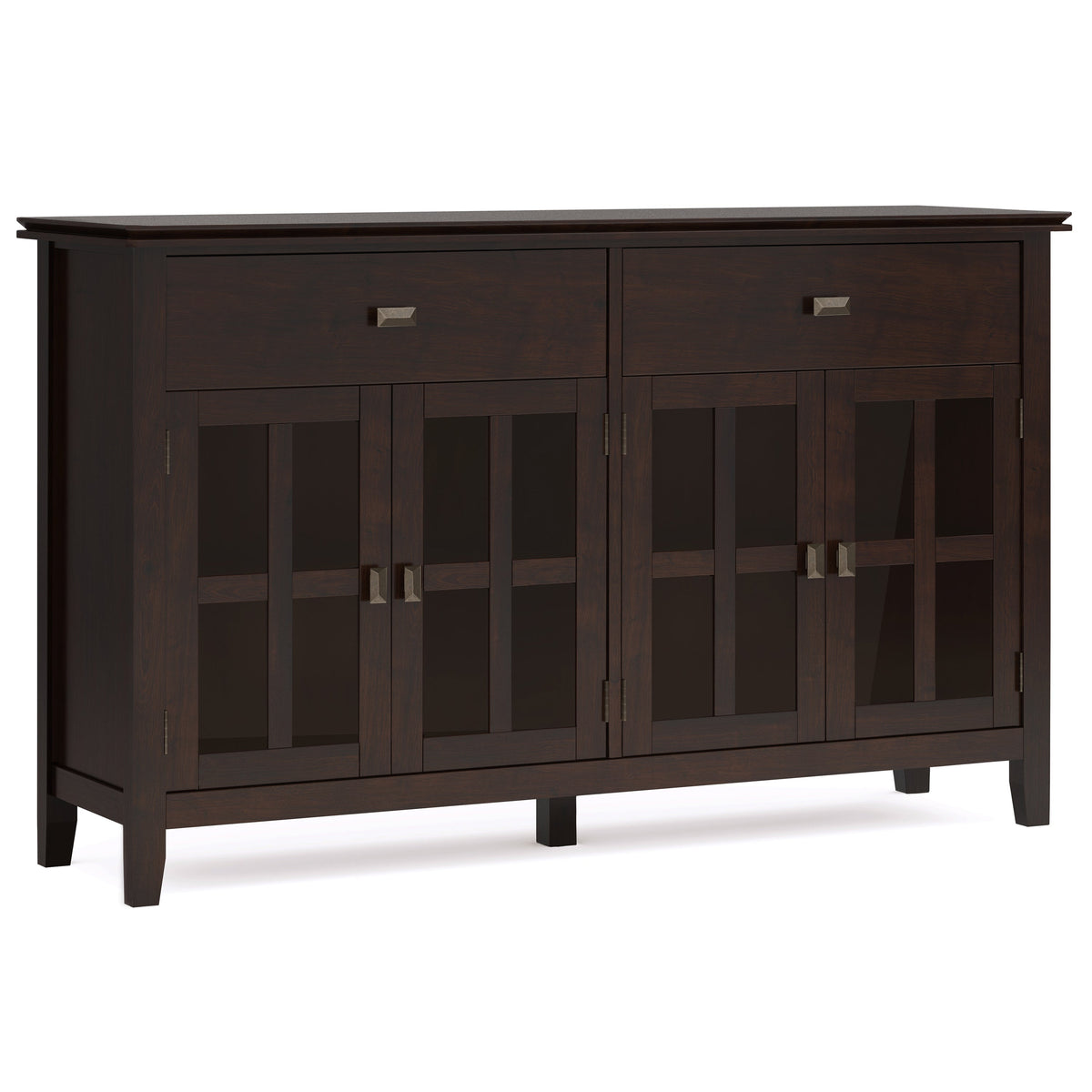 Artisan Solid Wood Large 4 Door Sideboard Buffet in Dark Chestnut