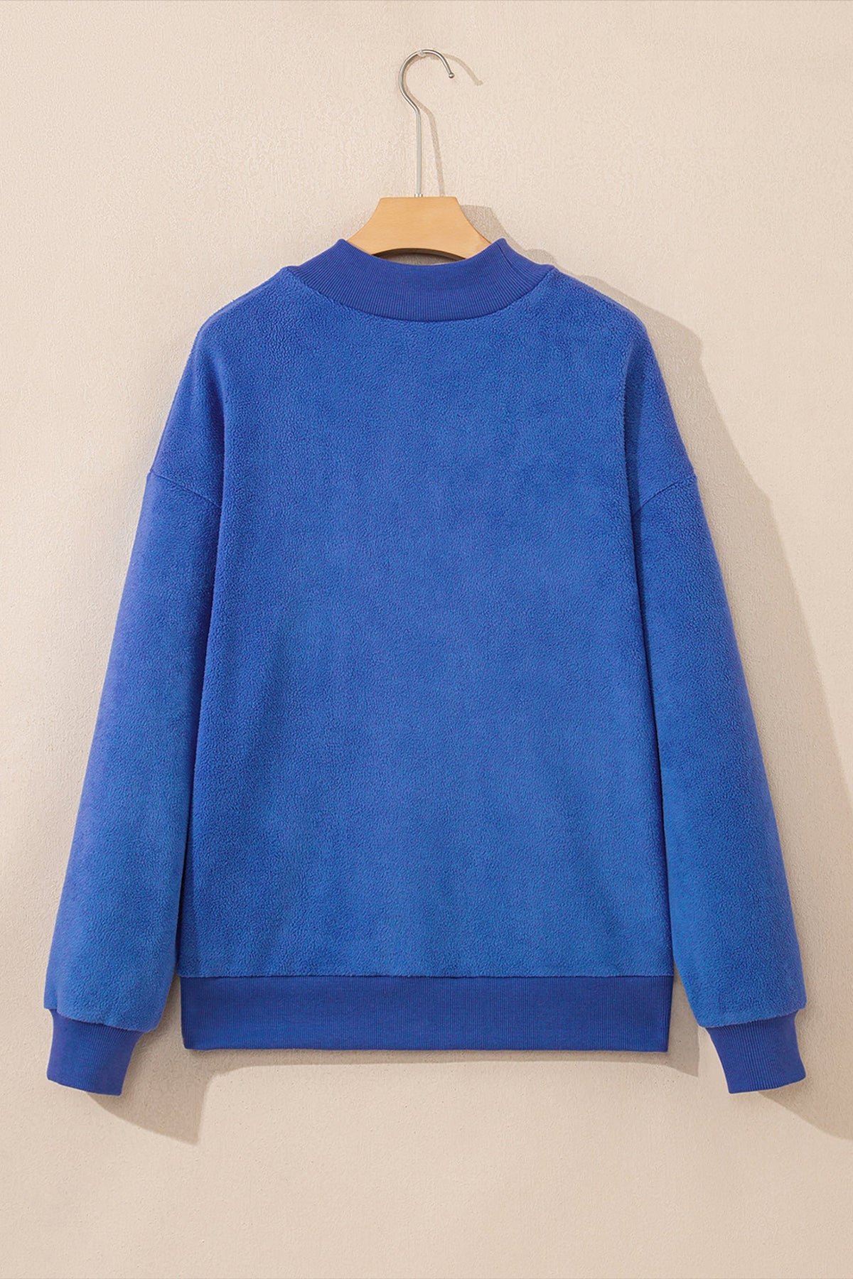 Solid Mock Neck Drop Shoulder Oversize Sweatshirt