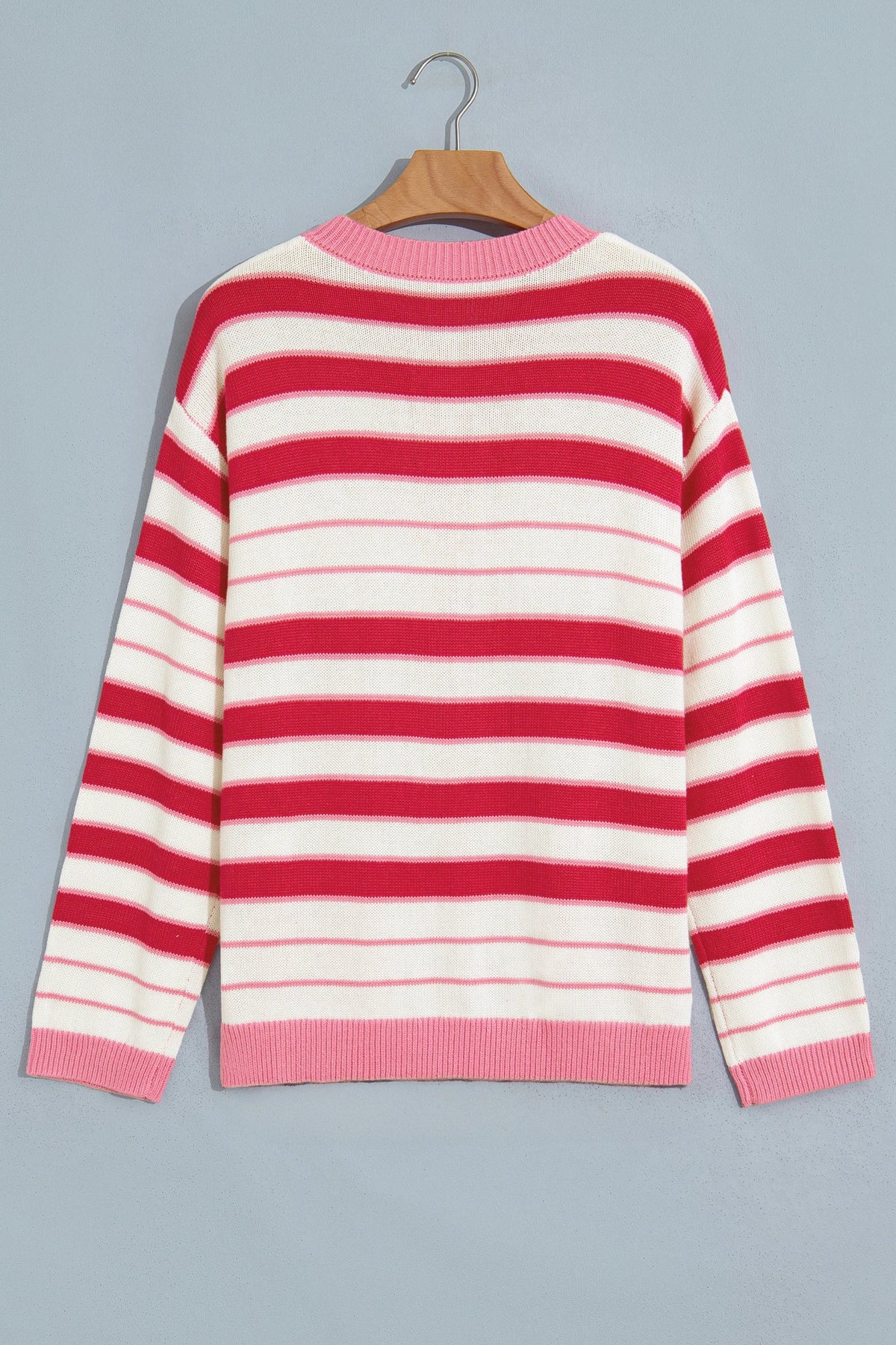 Stripe V-Neck Long Sleeve Button Front Cardigan