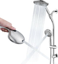 High Pressure Dual Shower Head Set - 26 Inch Tool-Free Adjustable Slide Bar