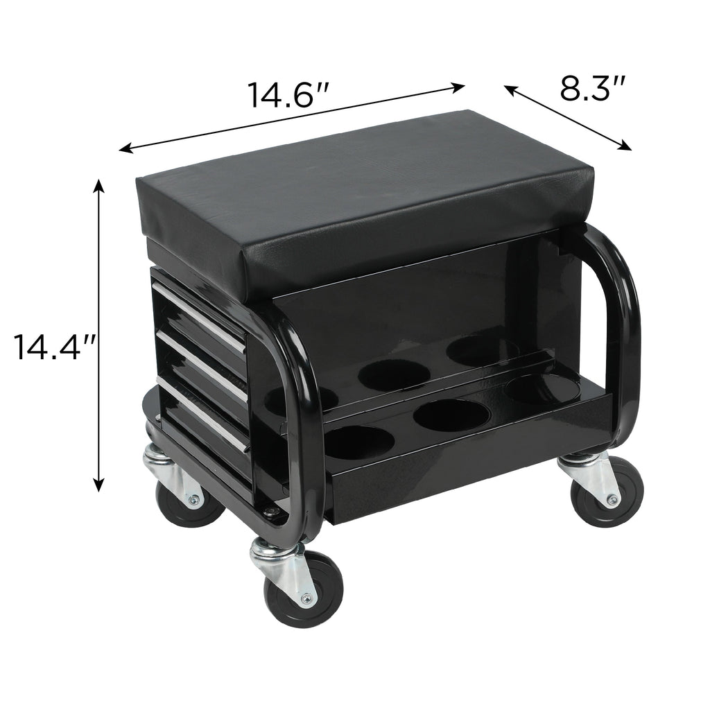 Rolling Creeper Garage/Shop Seat with Three Built-in Drawers