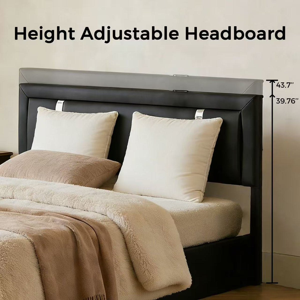 Full Size Lift Up Storage Bed Frame with LED Headboard