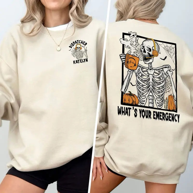 "What Your Emergency" 911 Dispatcher Halloween Sweatshirt - Personalized Gift
