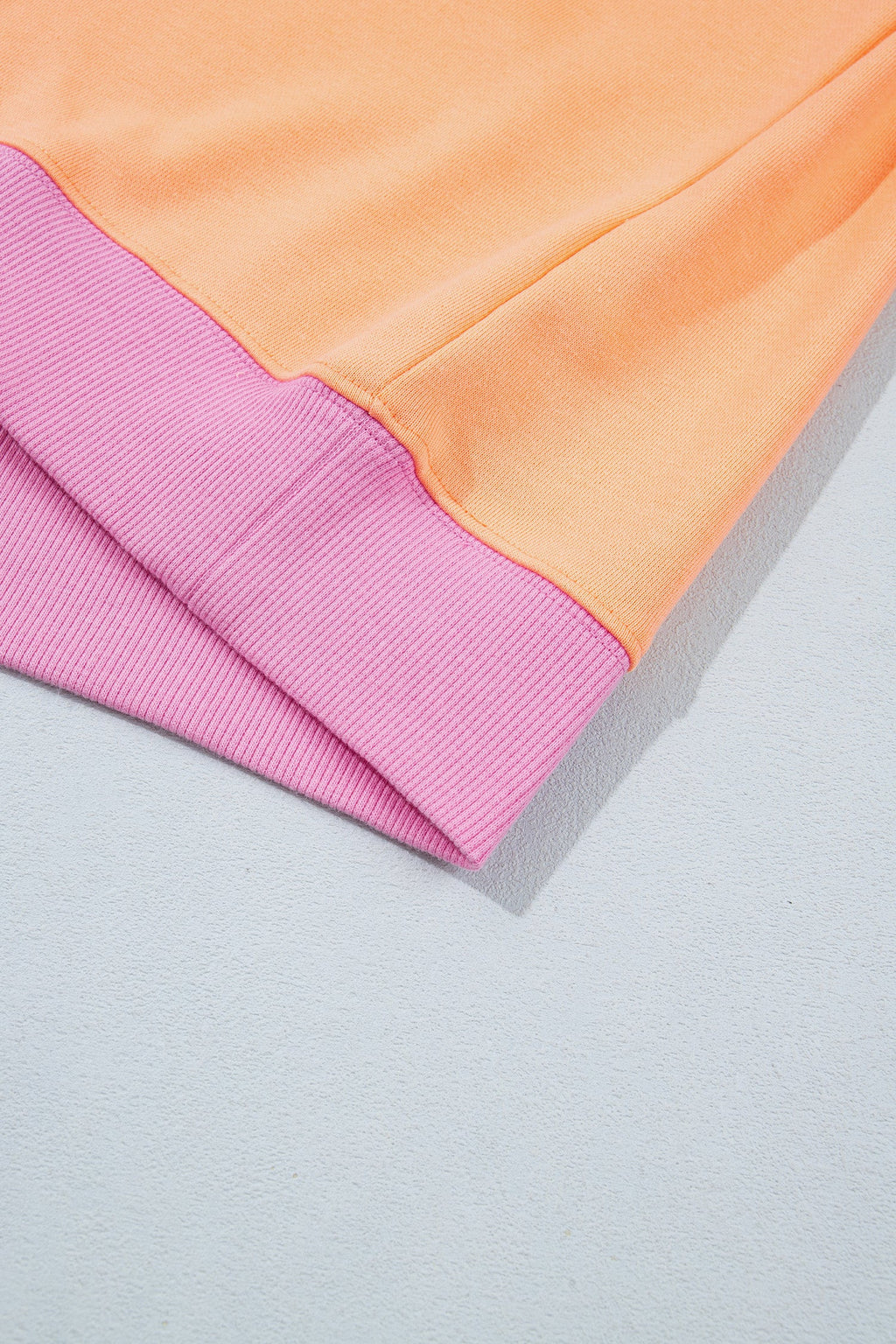 Pink Colorblock Trim Crewneck Long Sleeve Pullover Sweatshirt