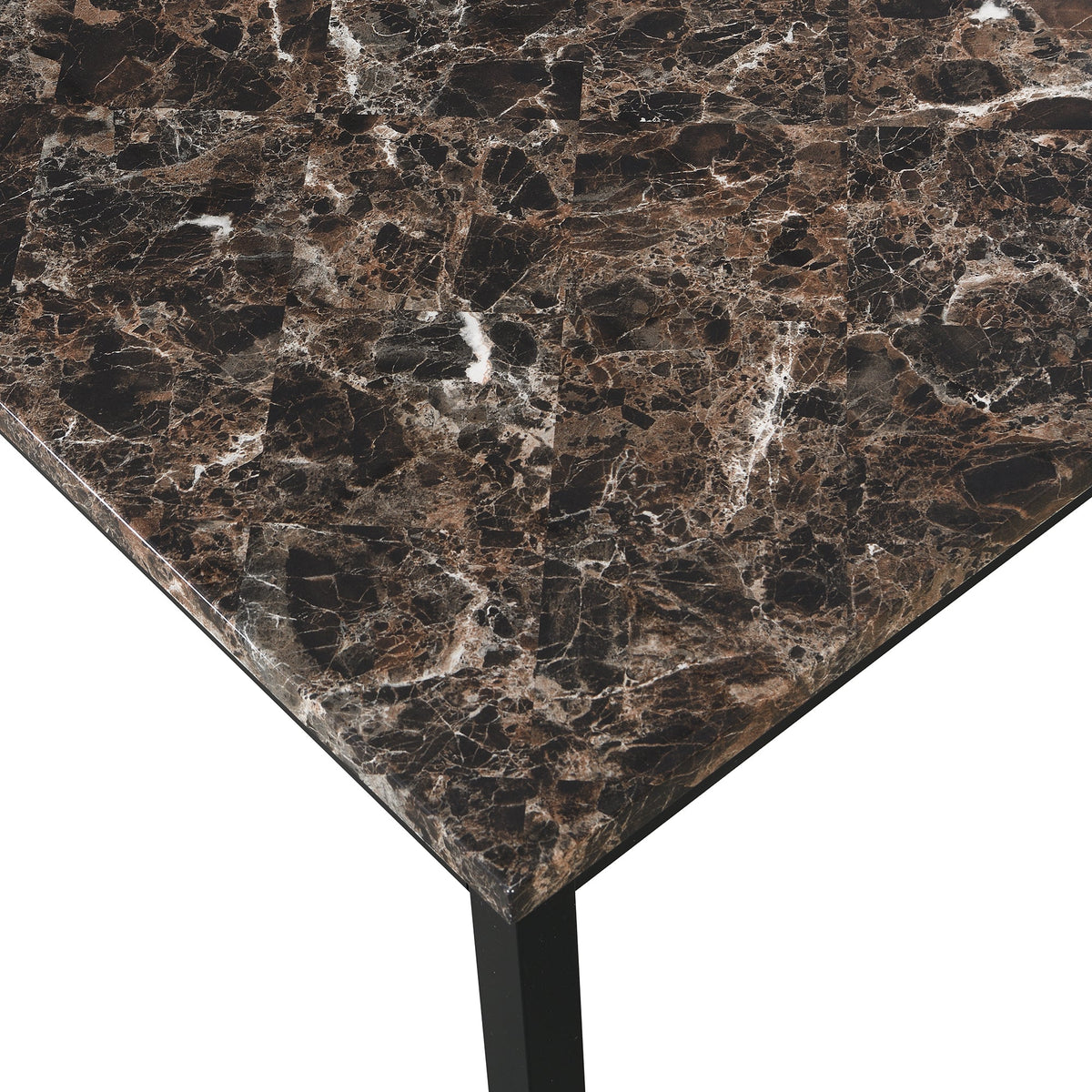 Furniture 5 Piece Metal Dinette Set with Faux Marble Top