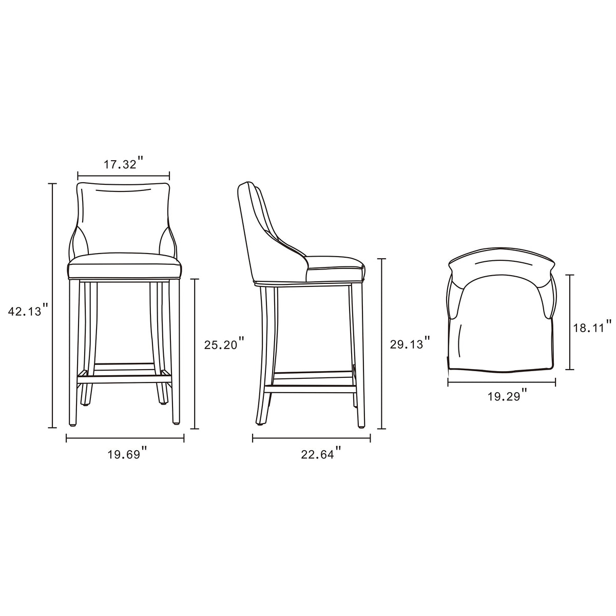 Shubert Wood Upholstered Barstool in Dark