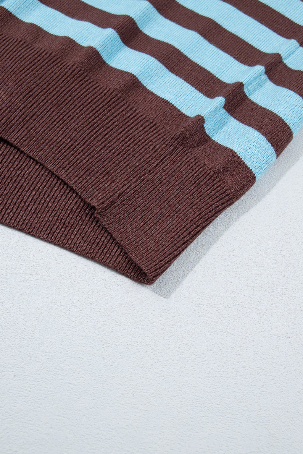 Brown Stripe Color Block Loose Crew Neck Cuffed Sweater