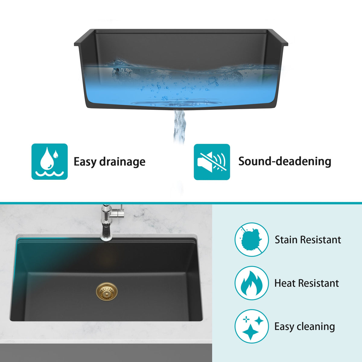 Quartz Kitchen Sink - 33" x 19" x 9.65"