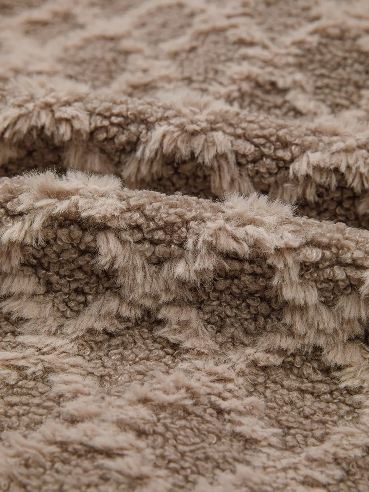 Sherpa Rhombus Zip Up Side Pocket Hooded Jacket