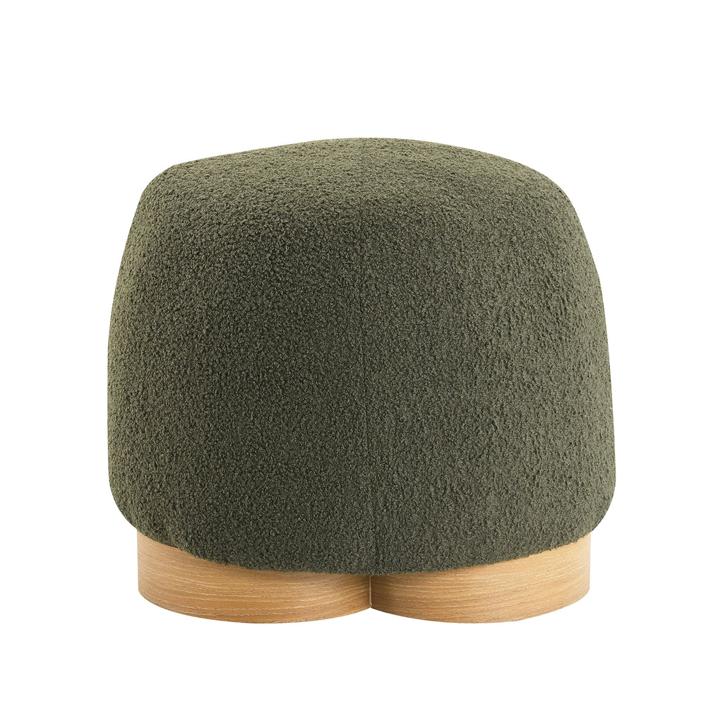 Fully Assembled Round Soft Teddy Fabric Upholstered Ottoman