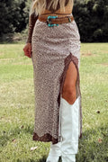 Slit Animal Print Skirt