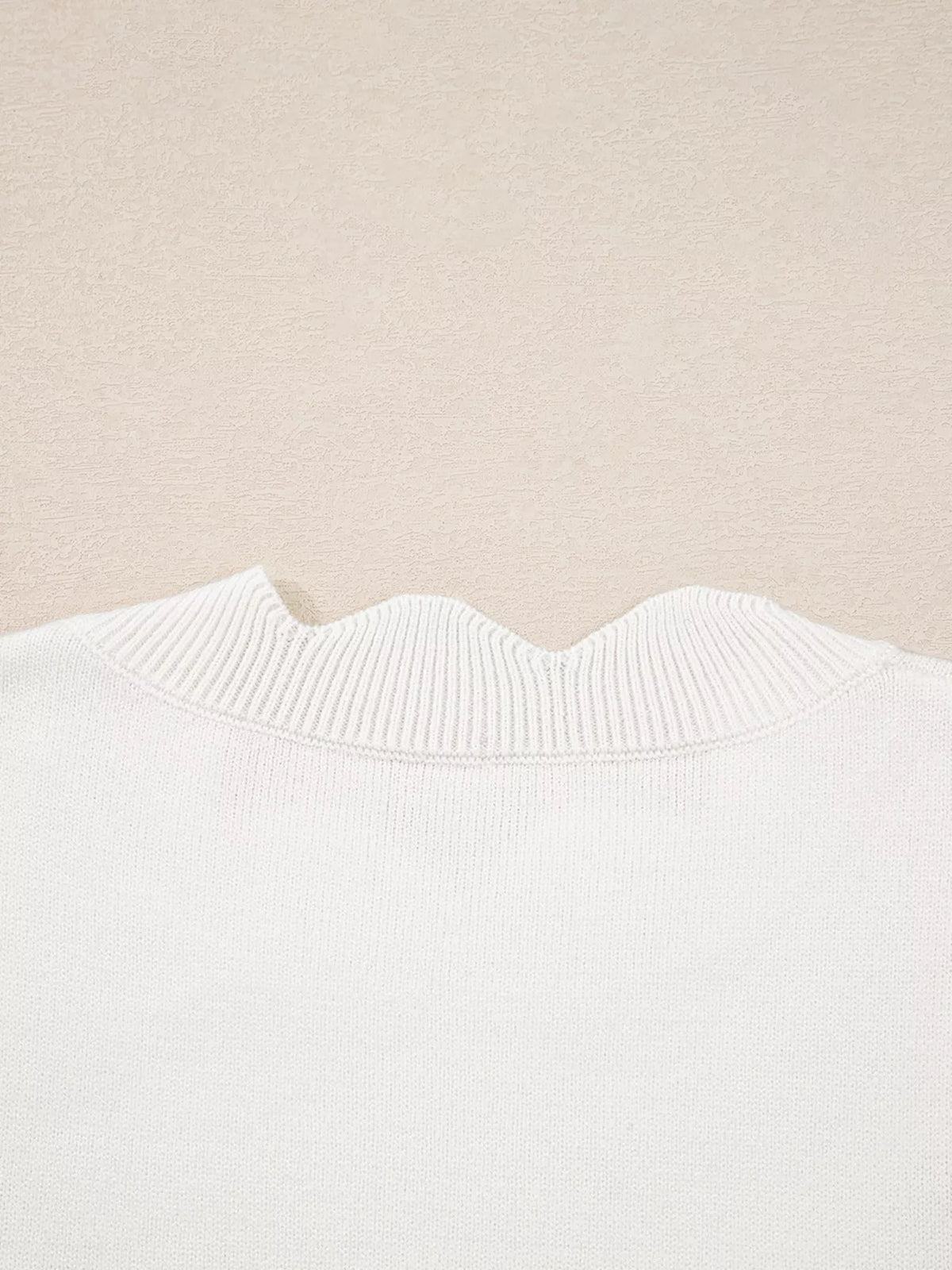Floral Embroidered Scallop Hem Cropped Sweater
