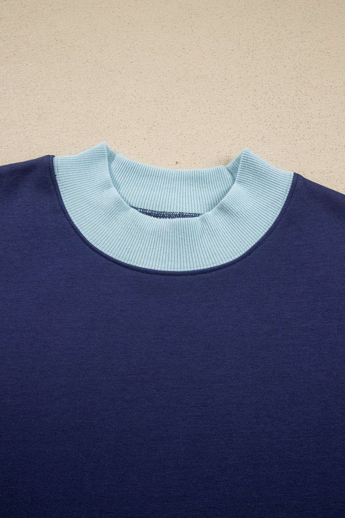 Pink Colorblock Trim Crewneck Long Sleeve Pullover Sweatshirt