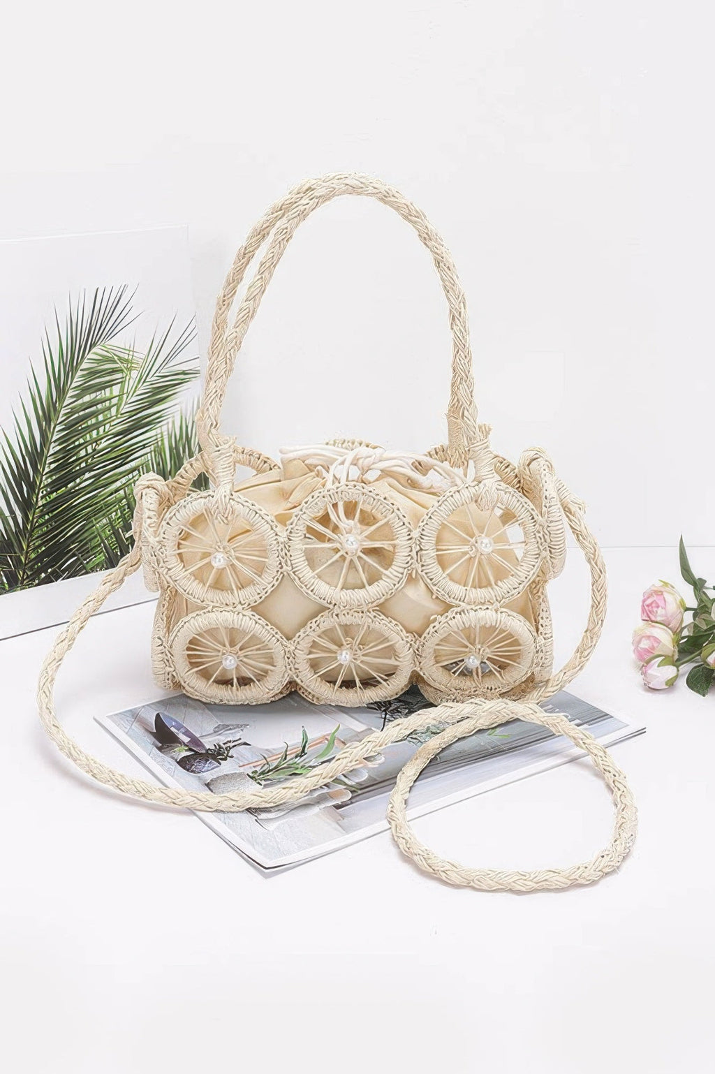 Faux Straw Multi Round Handmade Crossbody Bag