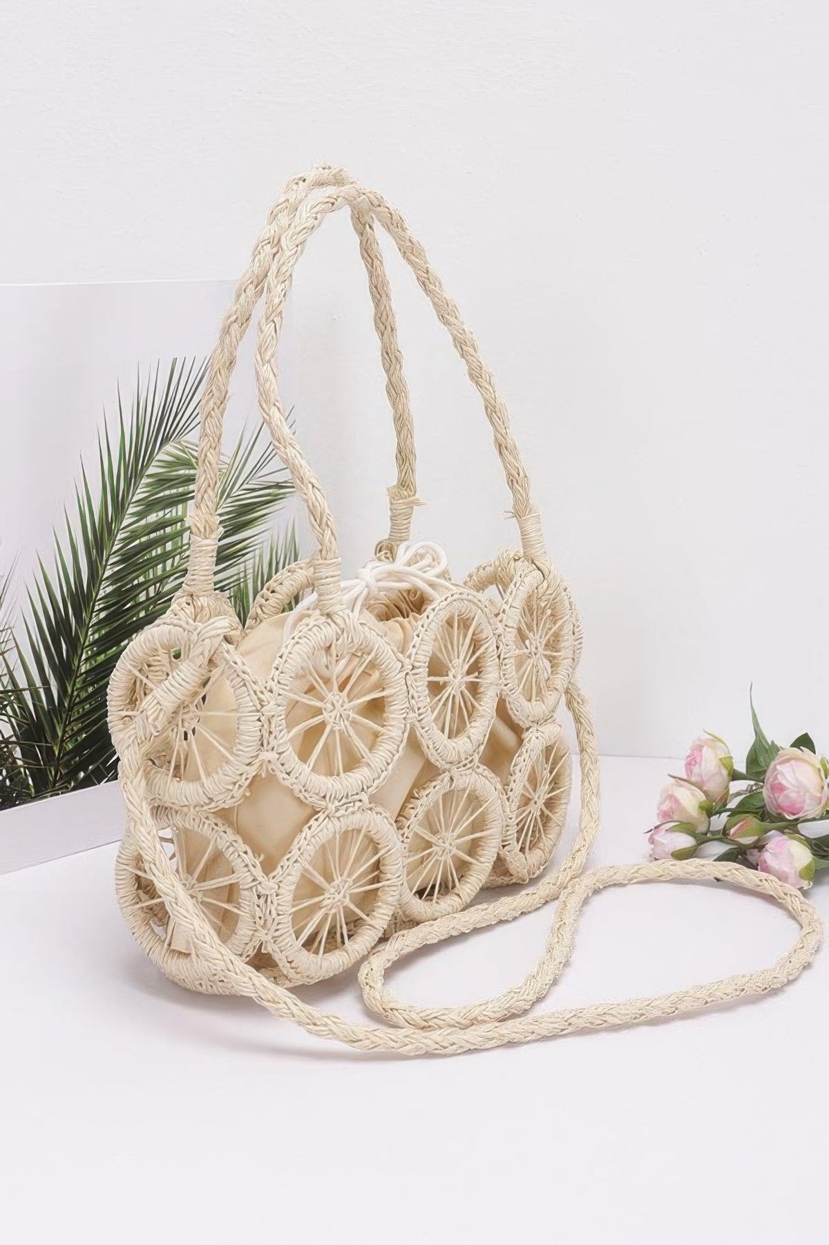 Faux Straw Multi Round Handmade Crossbody Bag