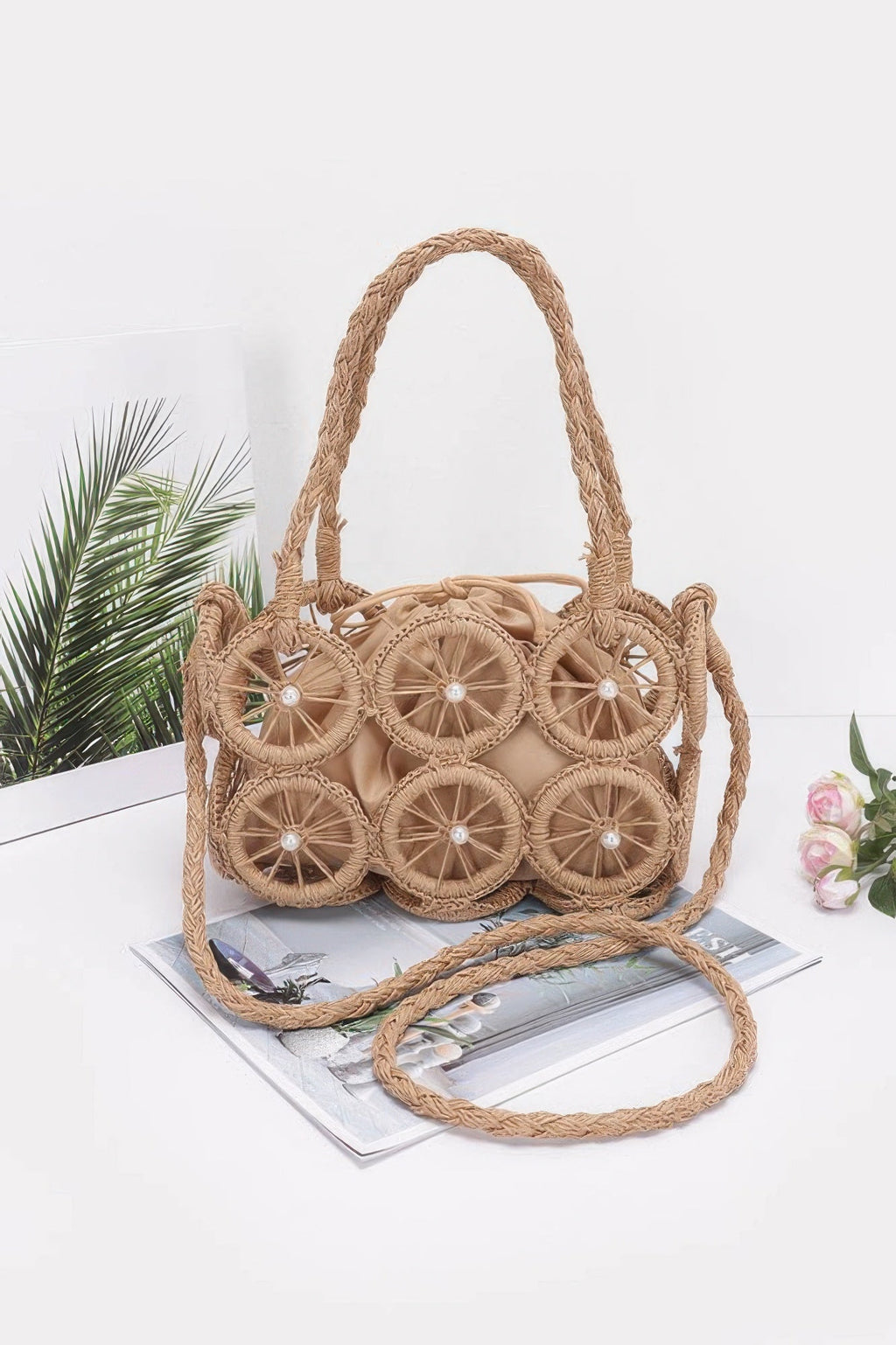 Faux Straw Multi Round Handmade Crossbody Bag