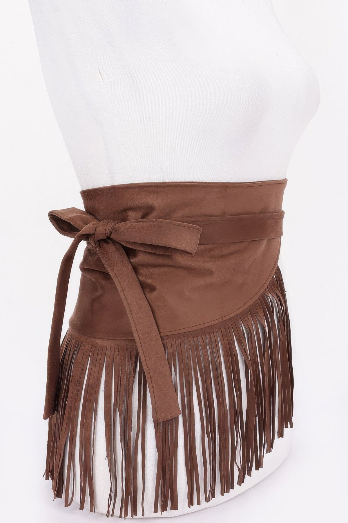 Faux Suede Fringe Belt