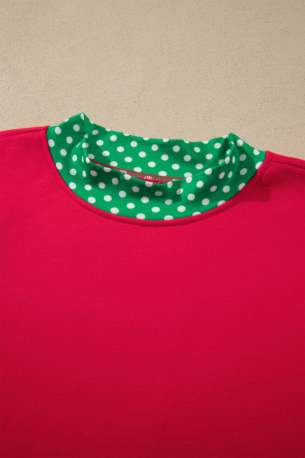 Brown Colorblock Polka Dot Contrast Trim Oversized Sweatshirt