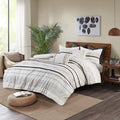 Cotton Printed Comforter Set with Trims - Black/White King/Cal King