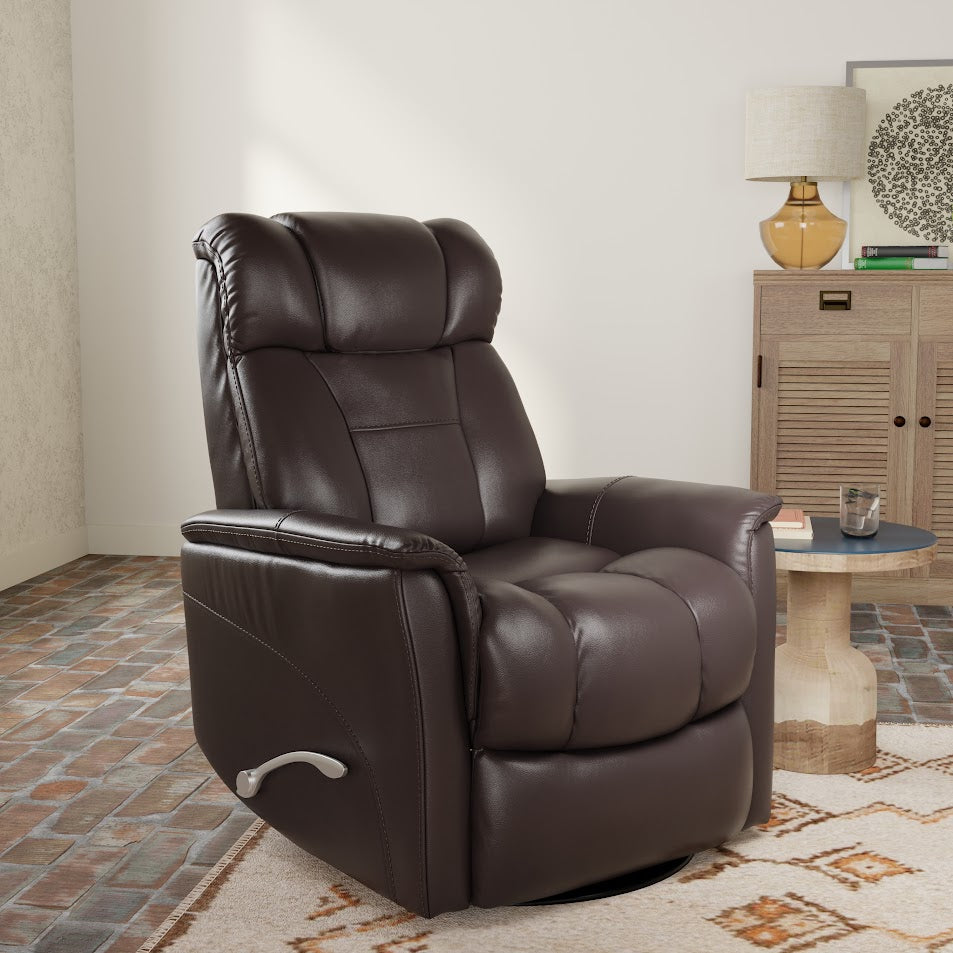 Global Home Swivel Glider Recliner with Adjustable Headrest & Footrest