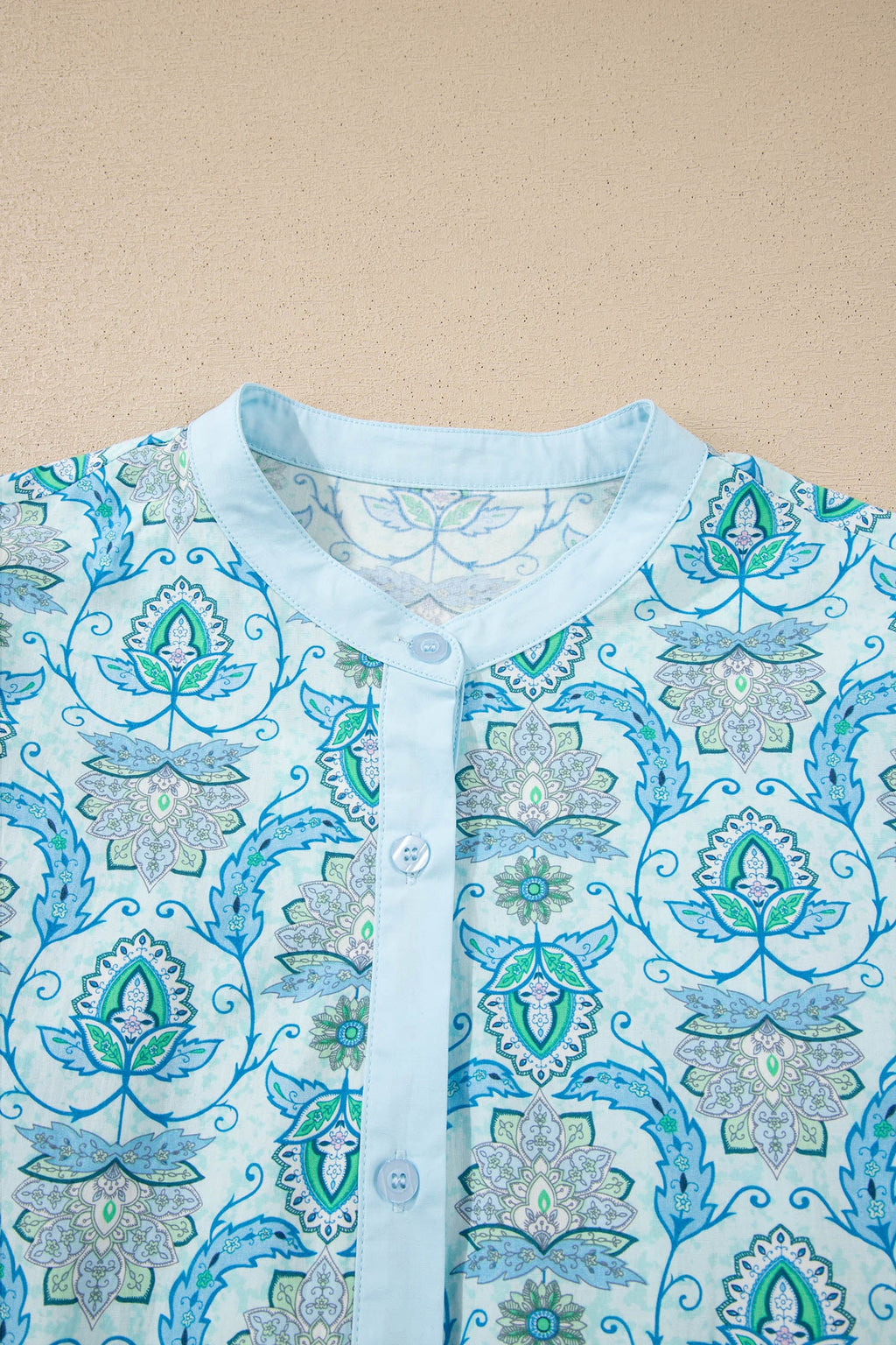 Paisley Long Puff Sleeve Buttoned Shirt