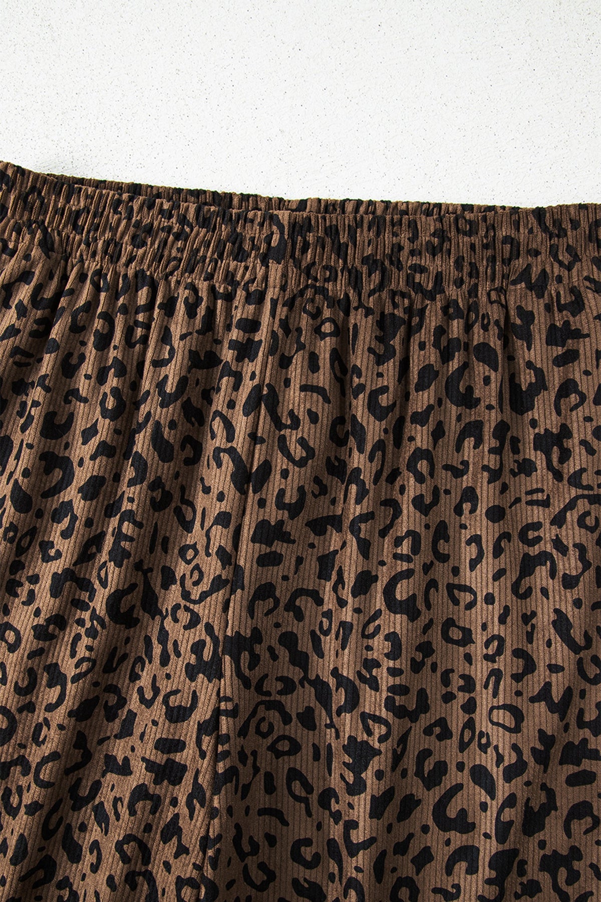 Leopard Elastic High Waist Loose Corduroy Pants