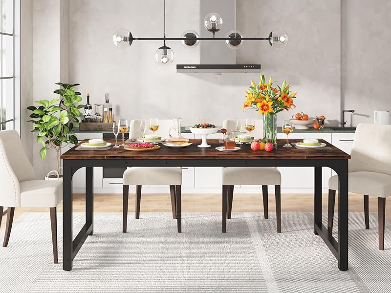 71" Industrial Dining Table for 6-8 People - Rustic