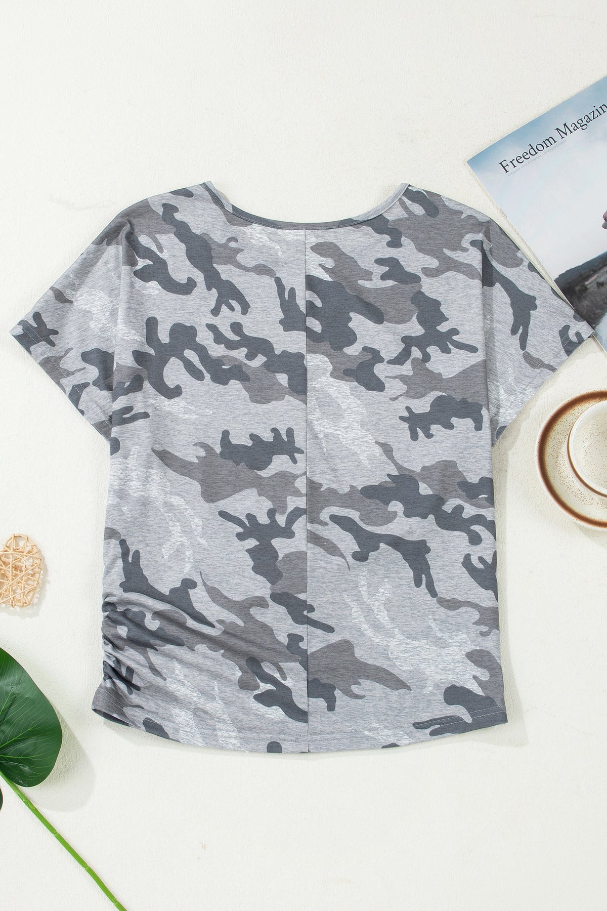 Camo Short Sleeve Round Neck T-Shirt