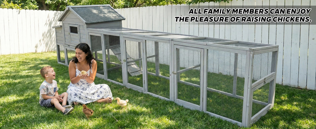 141" Gray Large Wooden Chicken Coop