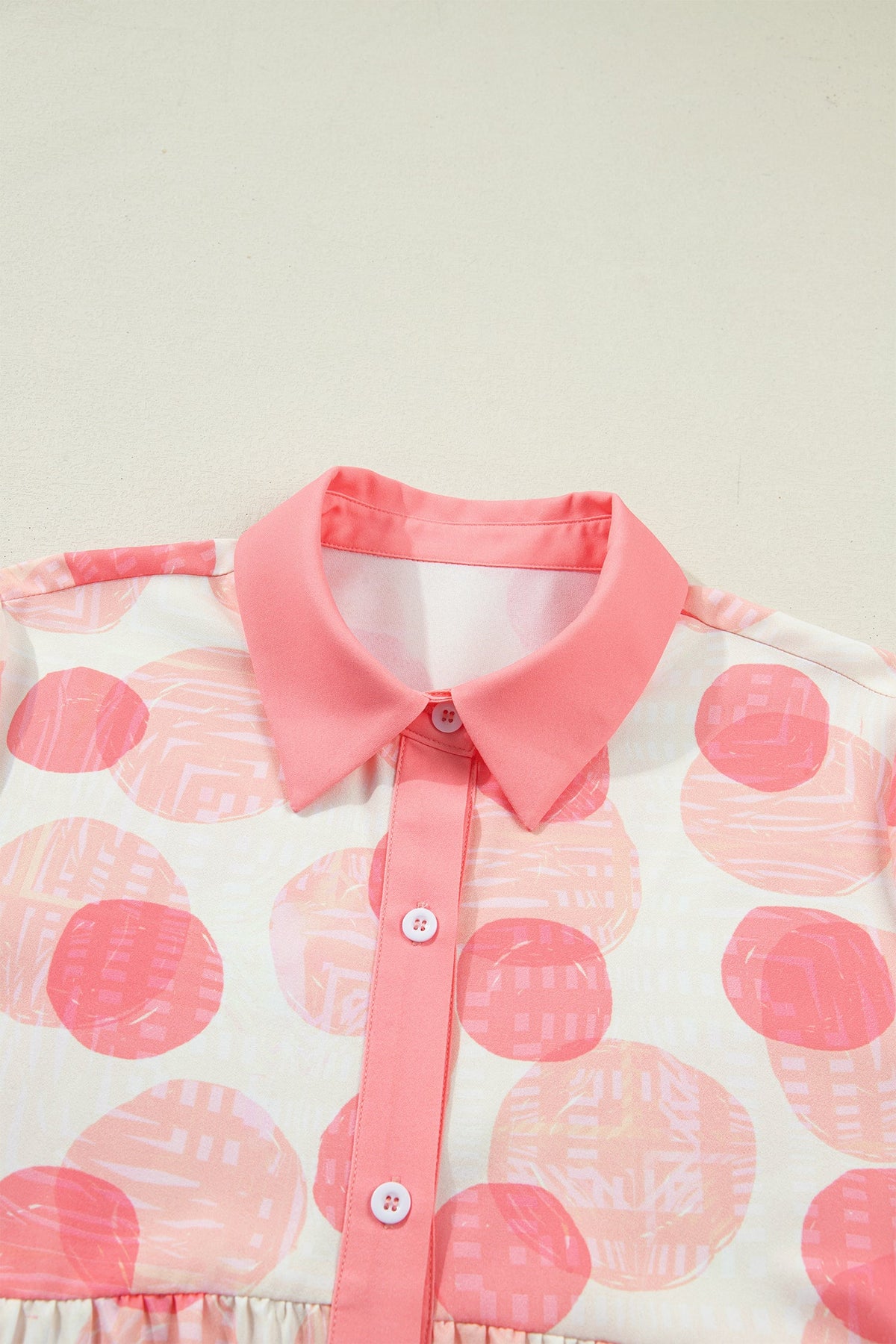 Polka Dot Ruffle Short Sleeve Babydoll Shirt