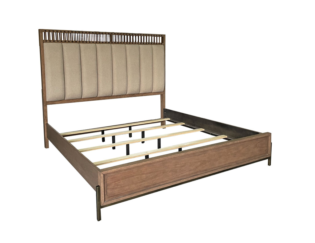 King Upholstered and Strap Panel Bed