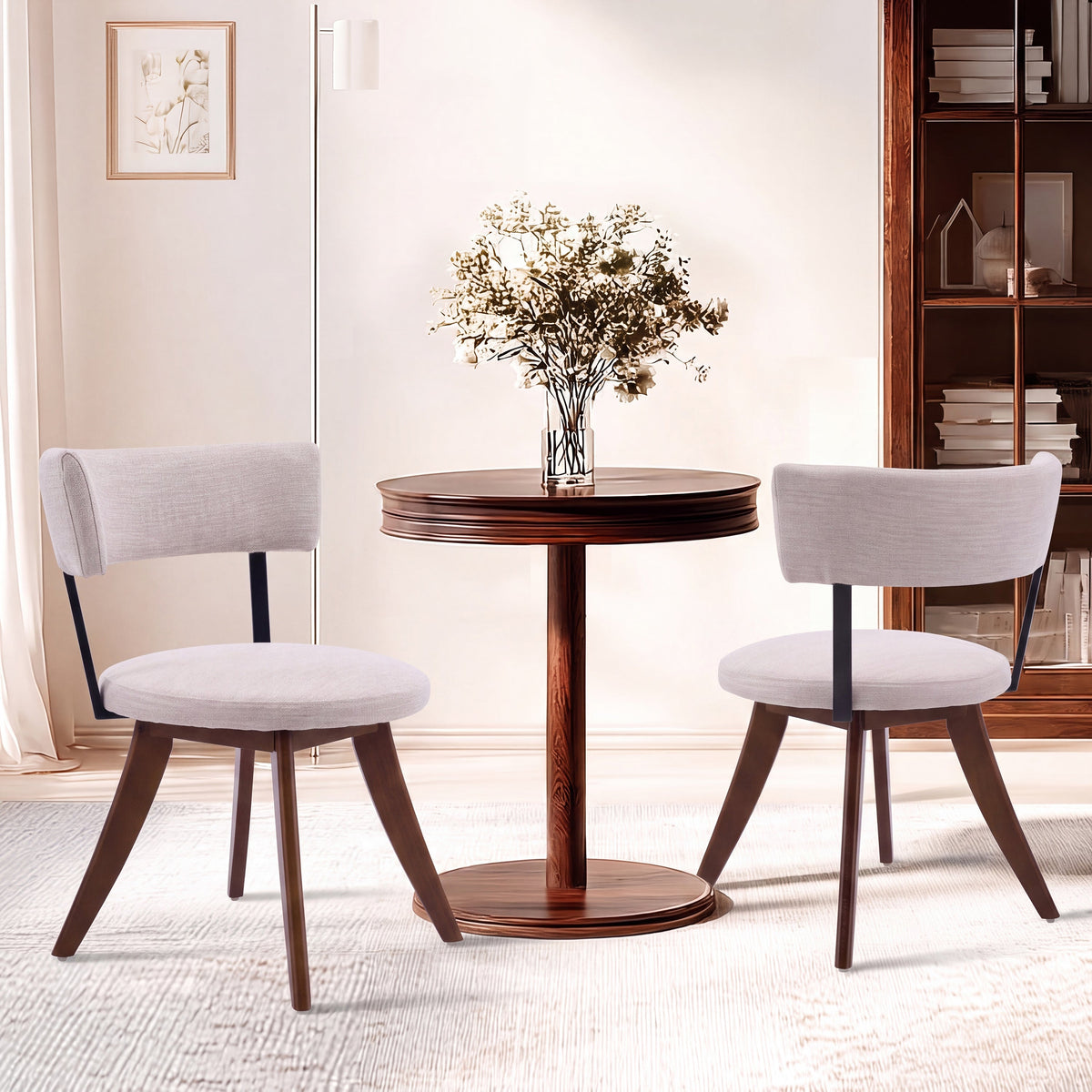Modern Upholstered Dining Chairs with Curved Back