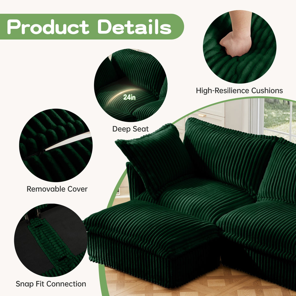 Modern 3 Seater Slipcovered Sofa Couch