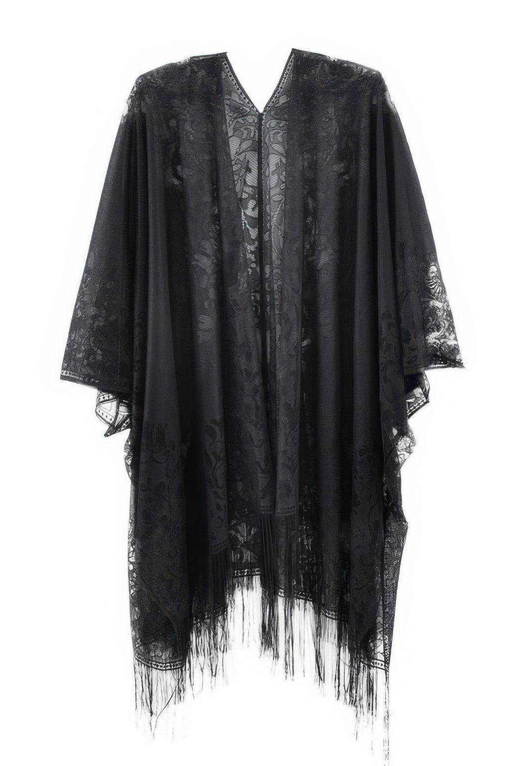 Floral Lace Kimono With Tassel